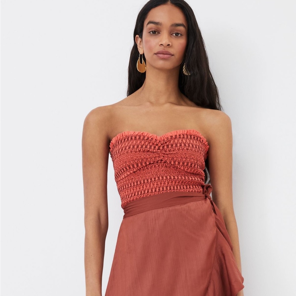 Anthropologie Smocked Sweetheart Tube Top